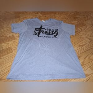 Christian T-shirt. Blue/Gray & Black. Bella Canvas. Women's L